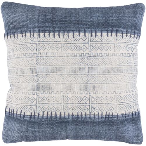 Roanna Patchwork Accent Pillow, Cream/Blue 1 Roanna Patchwork Accent Pillow, Cream/Blue