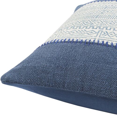 Roanna Patchwork Accent Pillow, Cream/Blue 5 Roanna Patchwork Accent Pillow, Cream/Blue