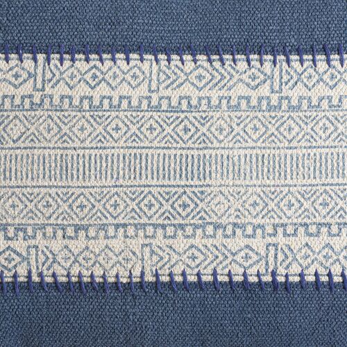 Roanna Patchwork Accent Pillow, Cream/Blue 7 Roanna Patchwork Accent Pillow, Cream/Blue