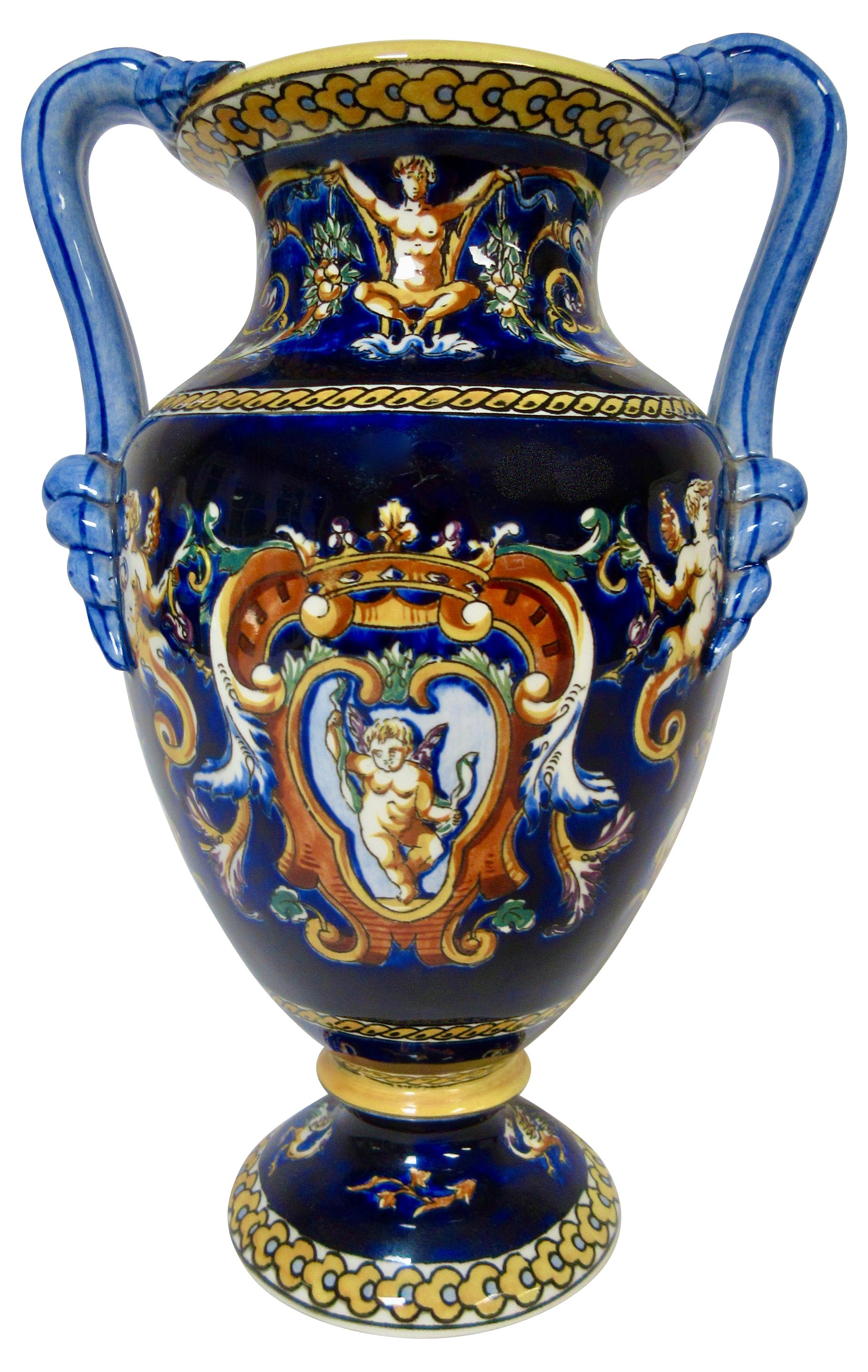 Gien French Faience Trophy Vase 1 Gien French Faience Trophy Vase