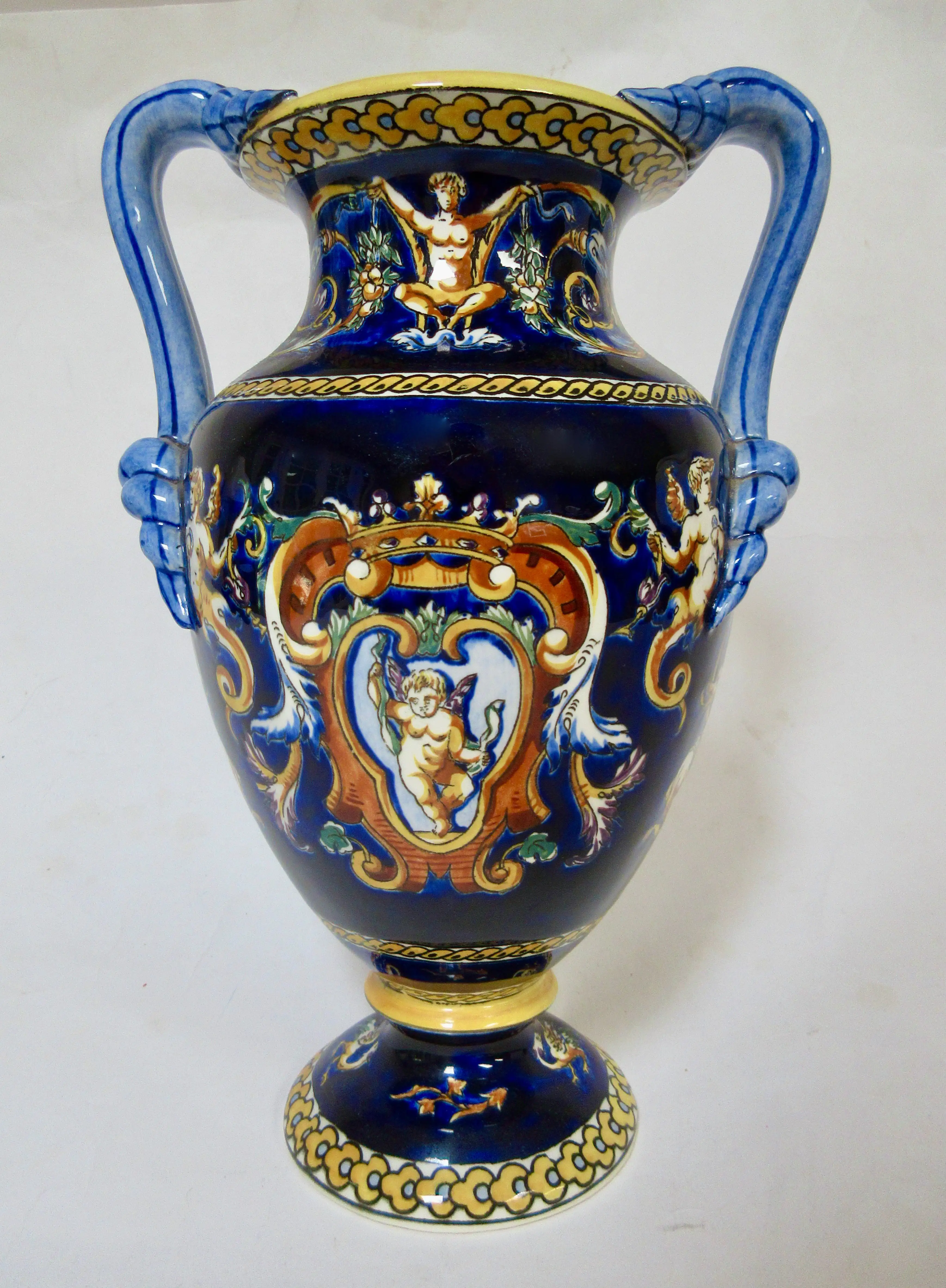 Gien French Faience Trophy Vase 12 Gien French Faience Trophy Vase