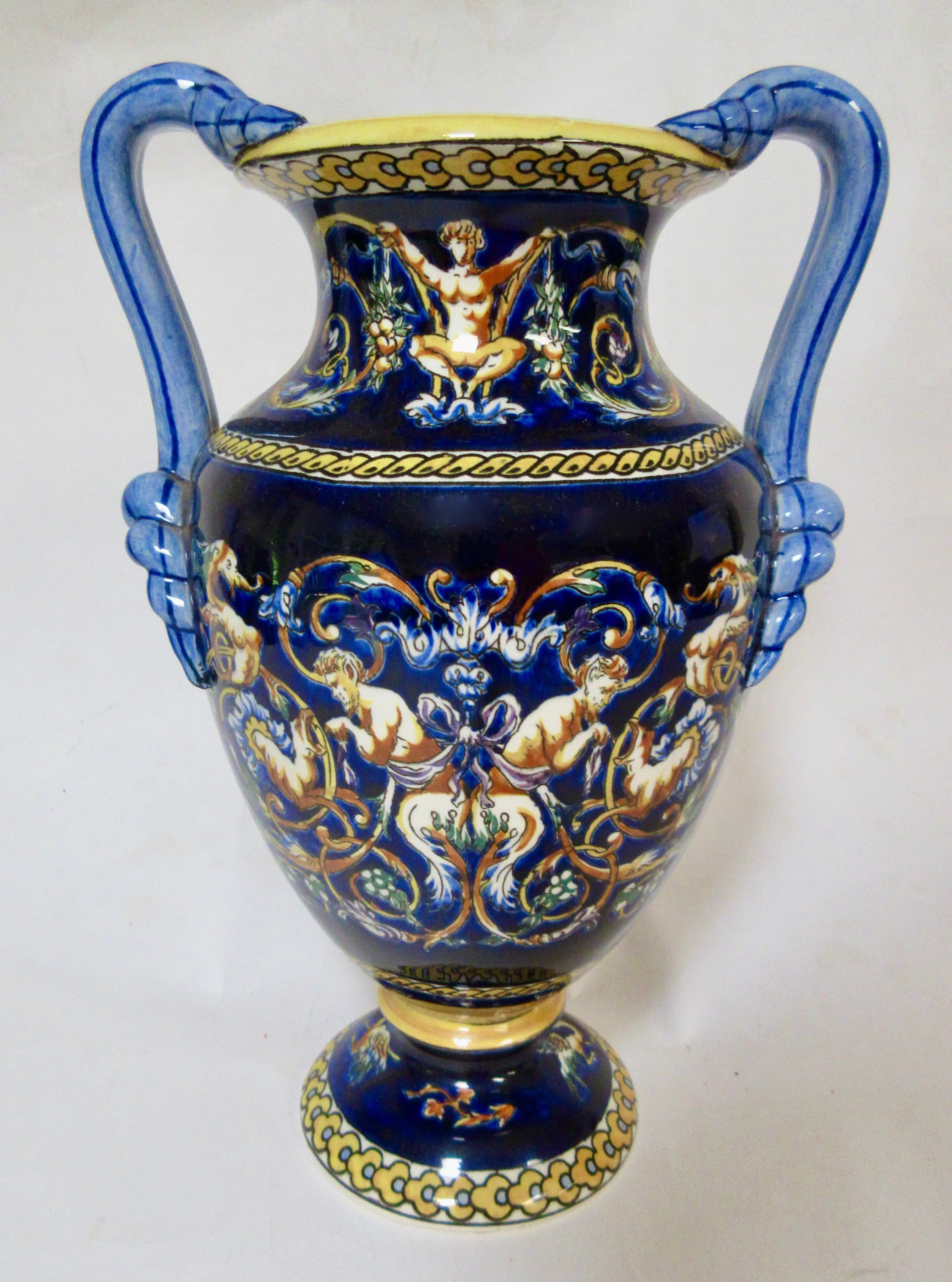 Gien French Faience Trophy Vase 13 Gien French Faience Trophy Vase