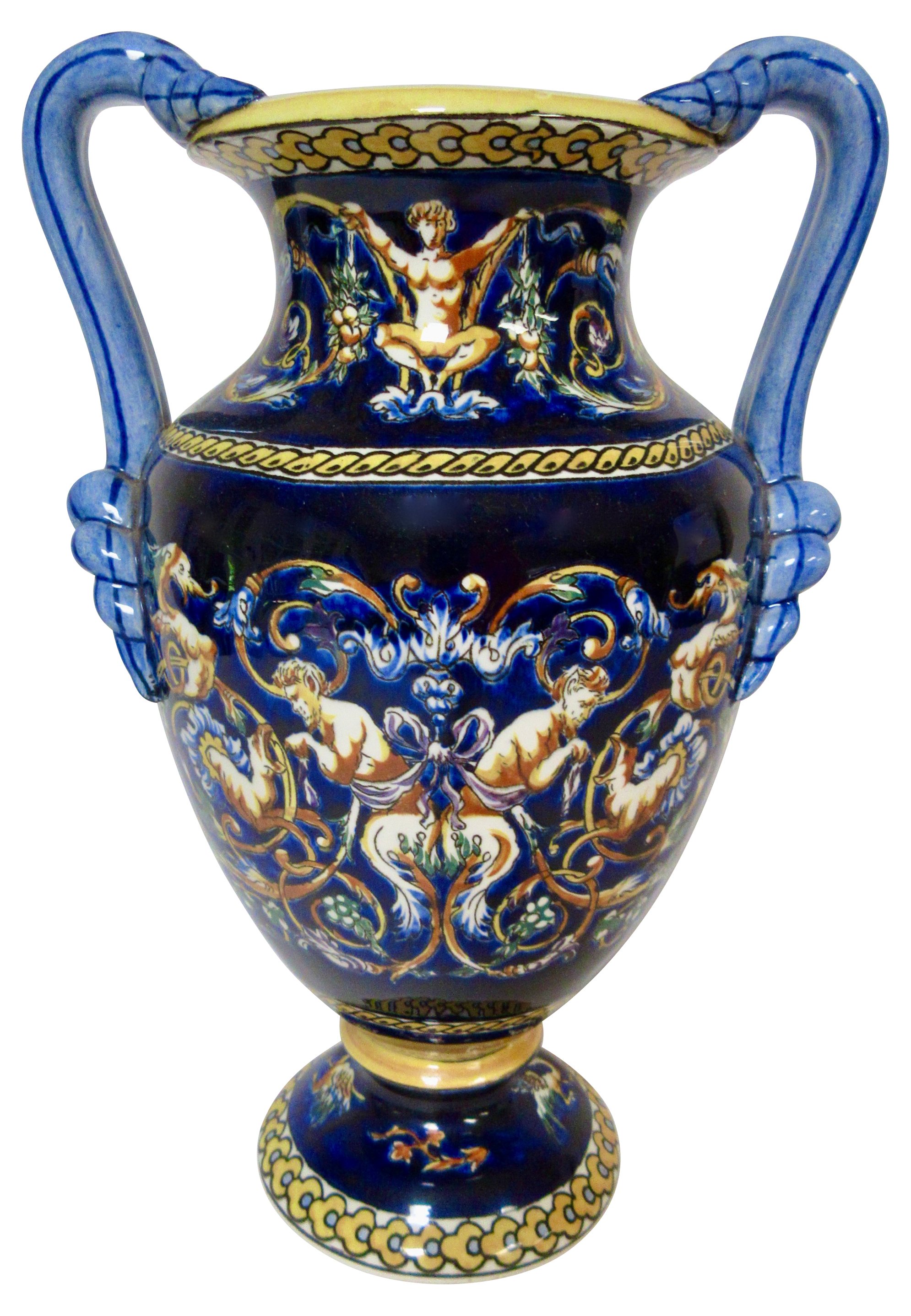 Gien French Faience Trophy Vase 2 Gien French Faience Trophy Vase