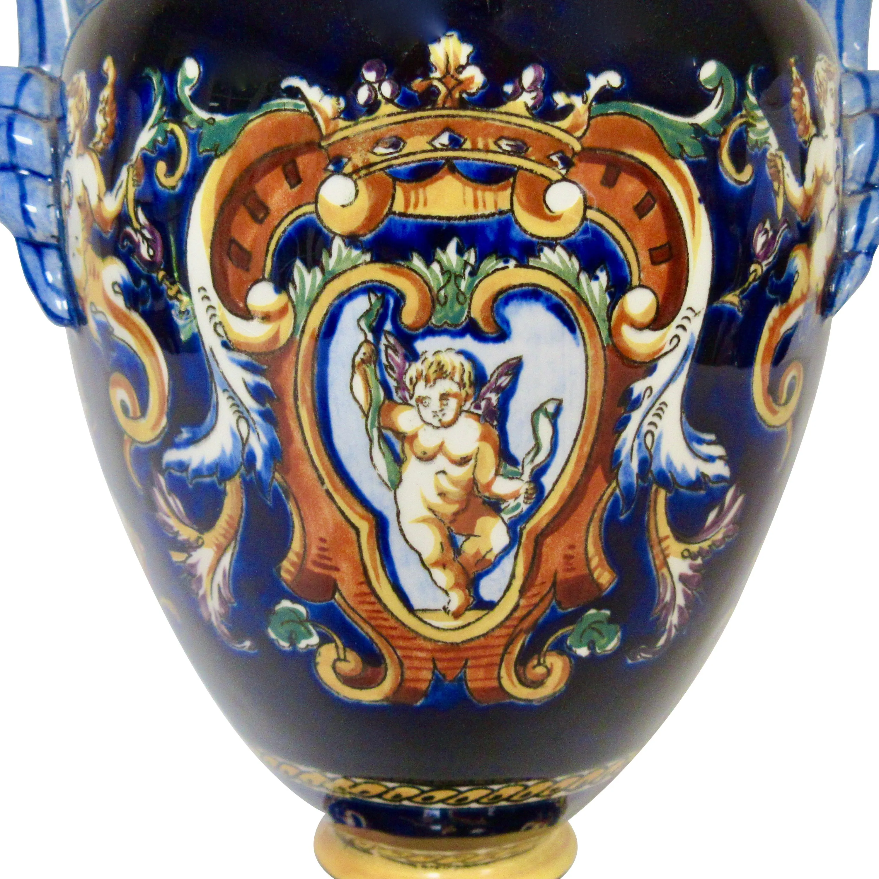 Gien French Faience Trophy Vase 7 Gien French Faience Trophy Vase