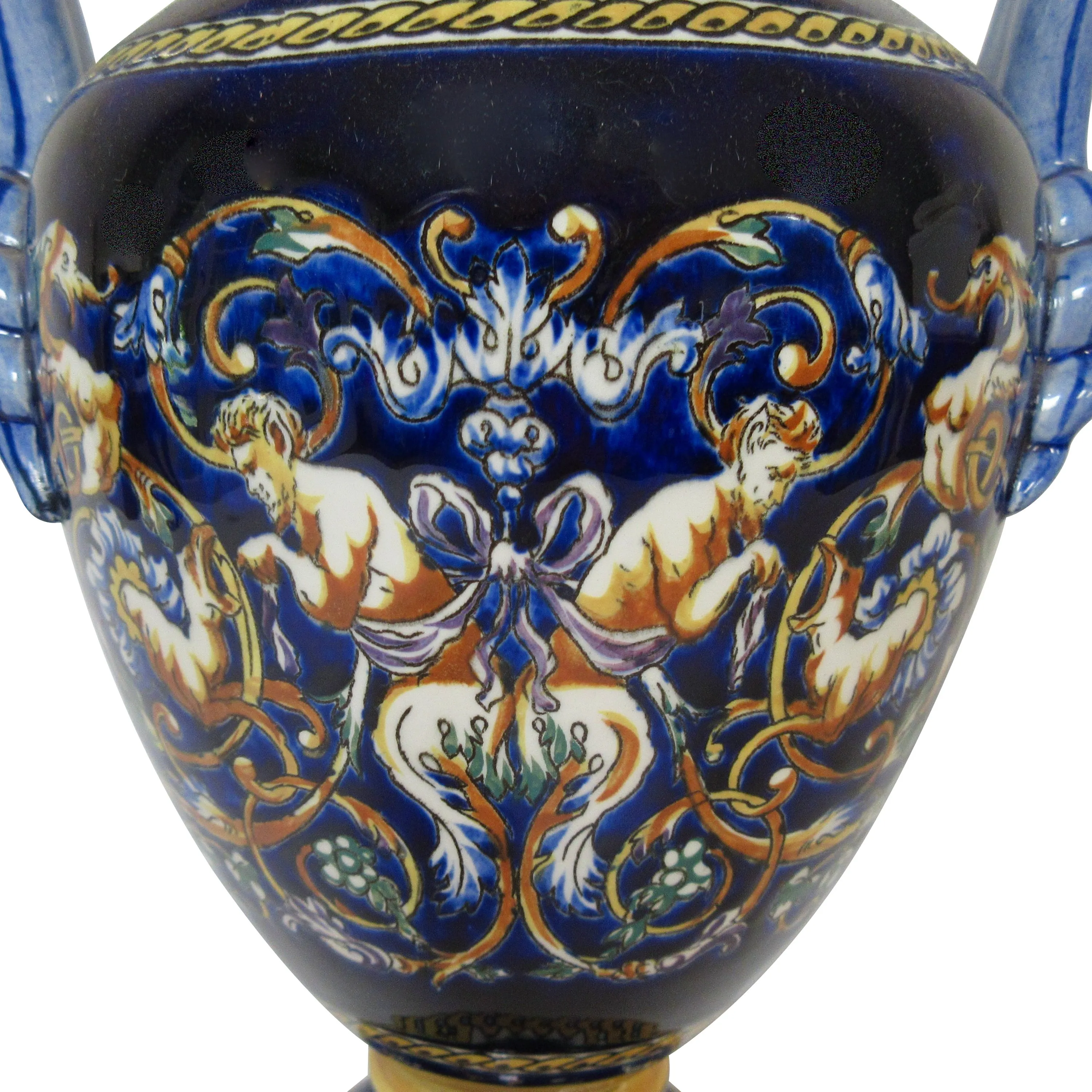 Gien French Faience Trophy Vase 8 Gien French Faience Trophy Vase