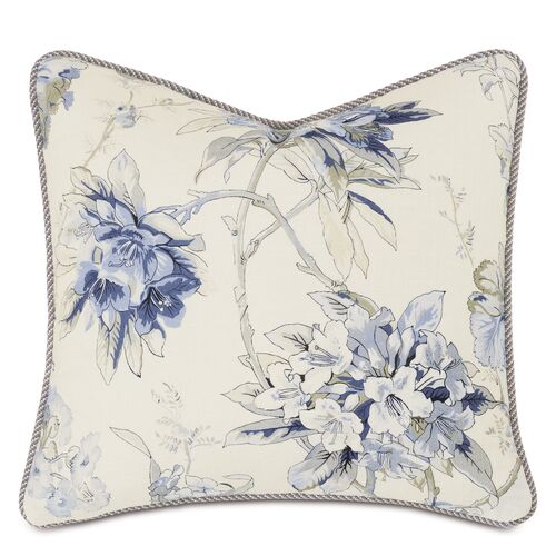 Liesl 20x20 Floral Pillow, Blue 1 Liesl 20x20 Floral Pillow, Blue