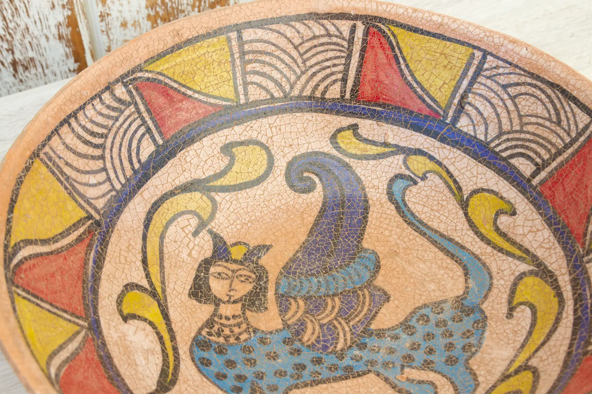 Antique Nishapur Pottery Painted Bowl 6 Antique Nishapur Pottery Painted Bowl