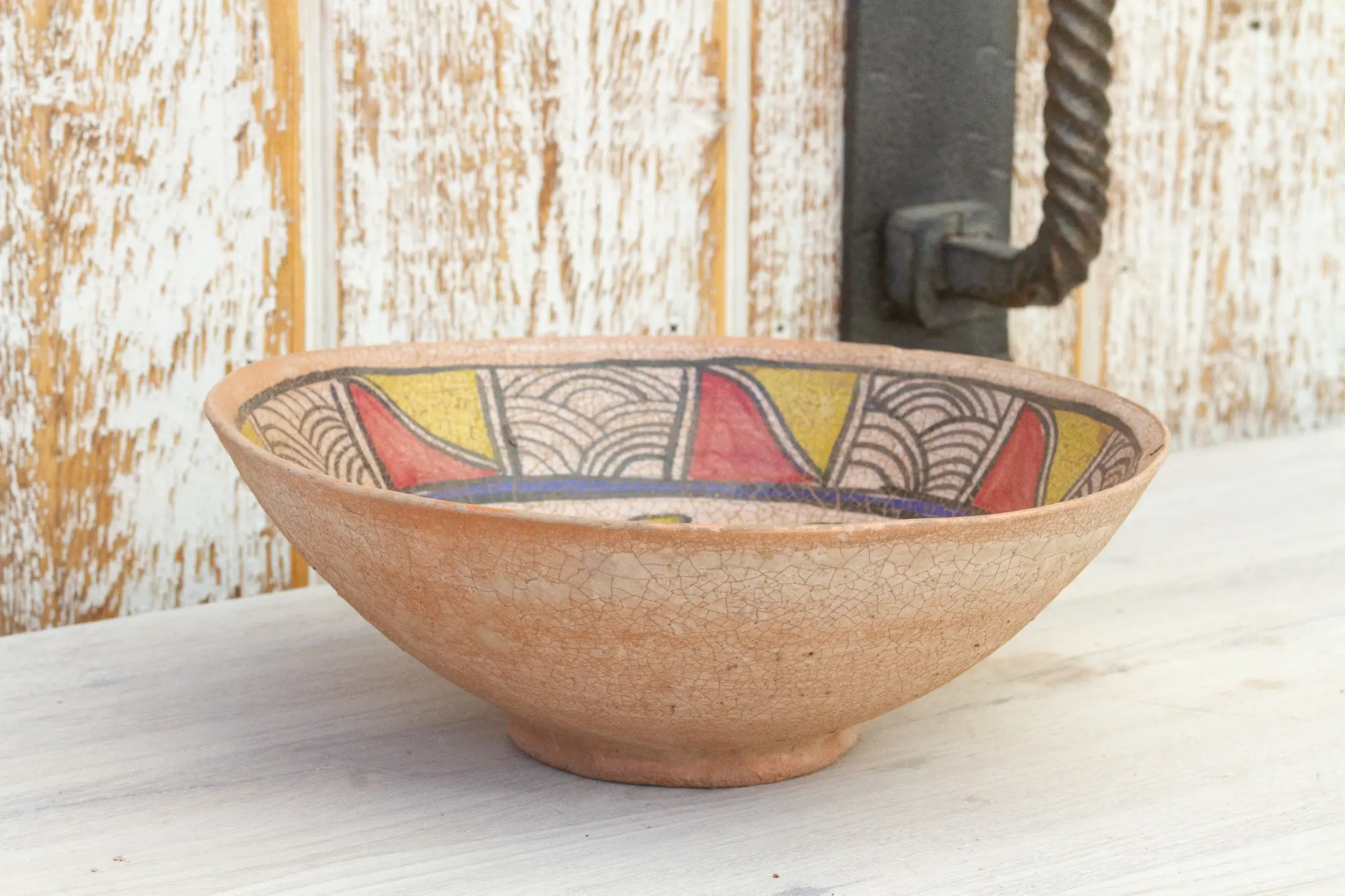 Antique Nishapur Pottery Painted Bowl 8 Antique Nishapur Pottery Painted Bowl