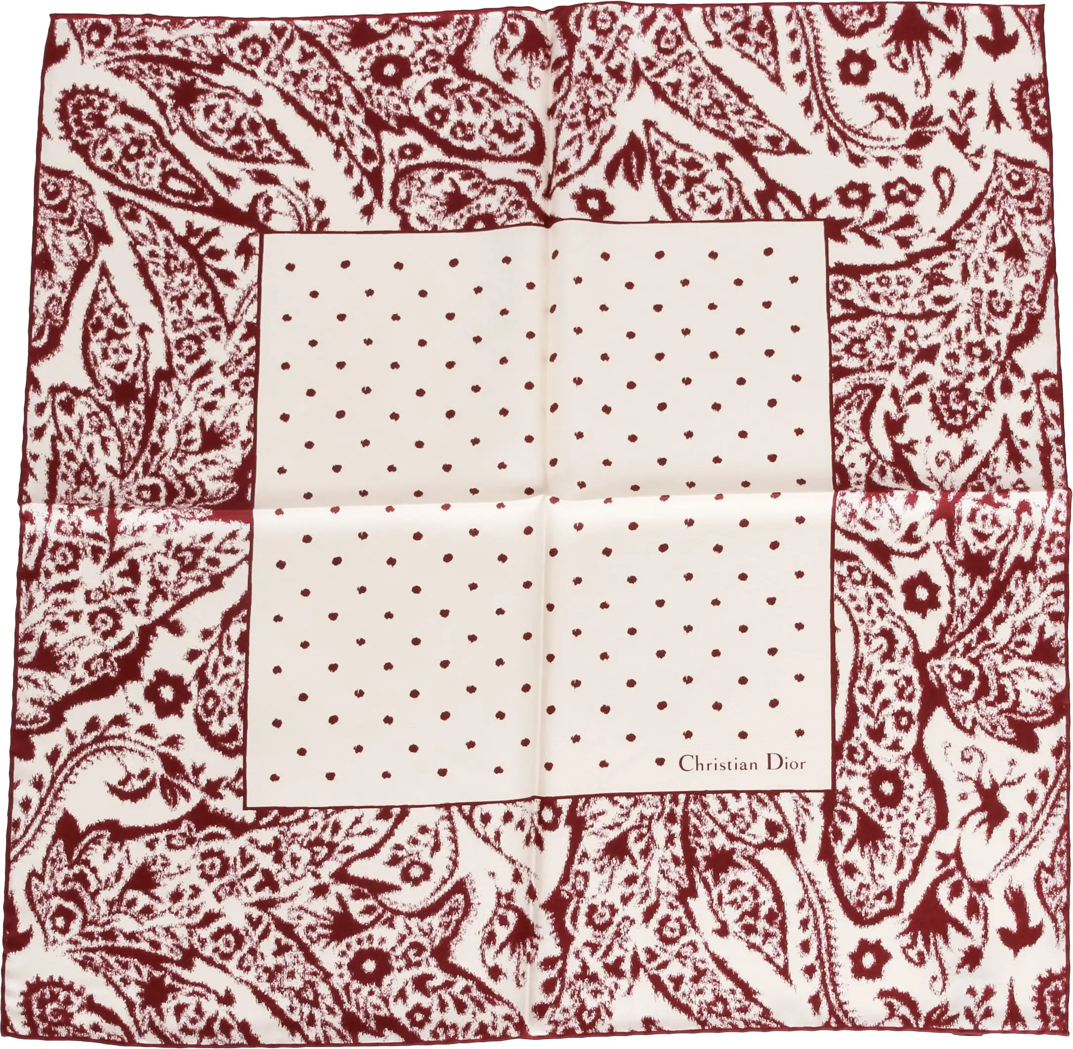 Dior new tribe burgundy/cream silk scarf 1 Dior new tribe burgundy/cream silk scarf