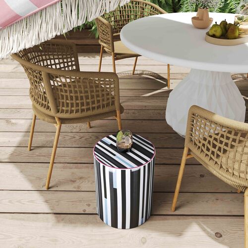 Trey Stripe Ceramic Garden Stool, Black/White 2 Trey Stripe Ceramic Garden Stool, Black/White