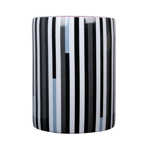 Trey Stripe Ceramic Garden Stool, Black/White 3 Trey Stripe Ceramic Garden Stool, Black/White