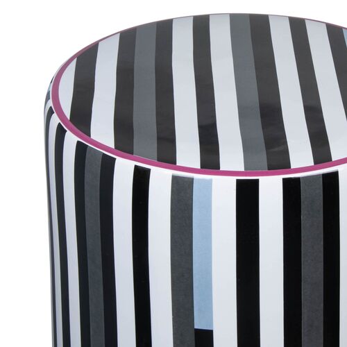 Trey Stripe Ceramic Garden Stool, Black/White 4 Trey Stripe Ceramic Garden Stool, Black/White