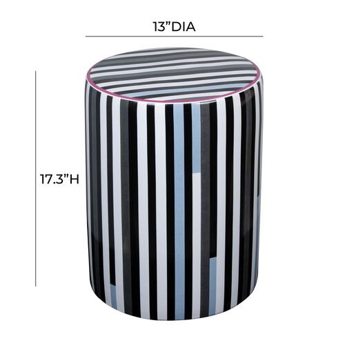 Trey Stripe Ceramic Garden Stool, Black/White 5 Trey Stripe Ceramic Garden Stool, Black/White