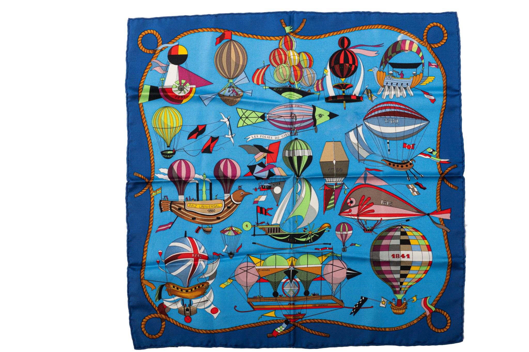 Herm¨¨s Blue Les Folies du Ciel Scarf 1 Herm¨¨s Blue Les Folies du Ciel Scarf