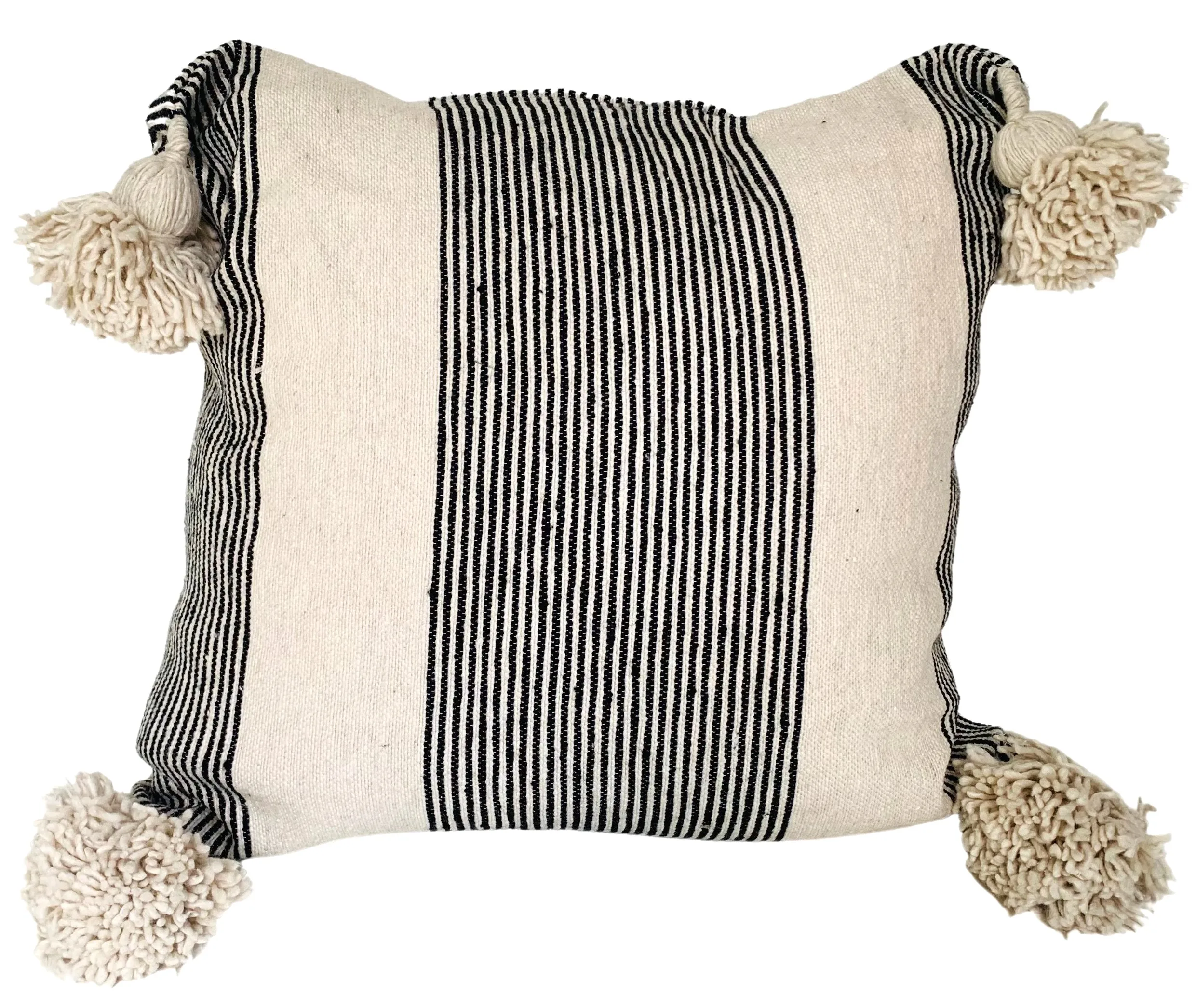 Moroccan Handloomed Pom-Pom Pillow 1 Moroccan Handloomed Pom-Pom Pillow