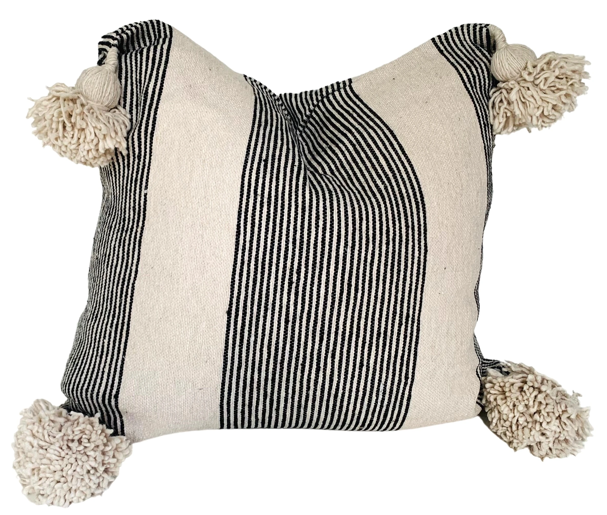 Moroccan Handloomed Pom-Pom Pillow 2 Moroccan Handloomed Pom-Pom Pillow