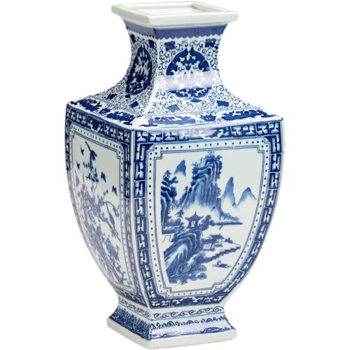 Ming Ceramic Vase In Panel, White/Blue 1 Ming Ceramic Vase In Panel, White/Blue