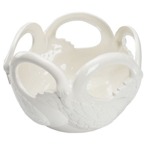 Swan Ceramic Bowl, White 3 Swan Ceramic Bowl, White