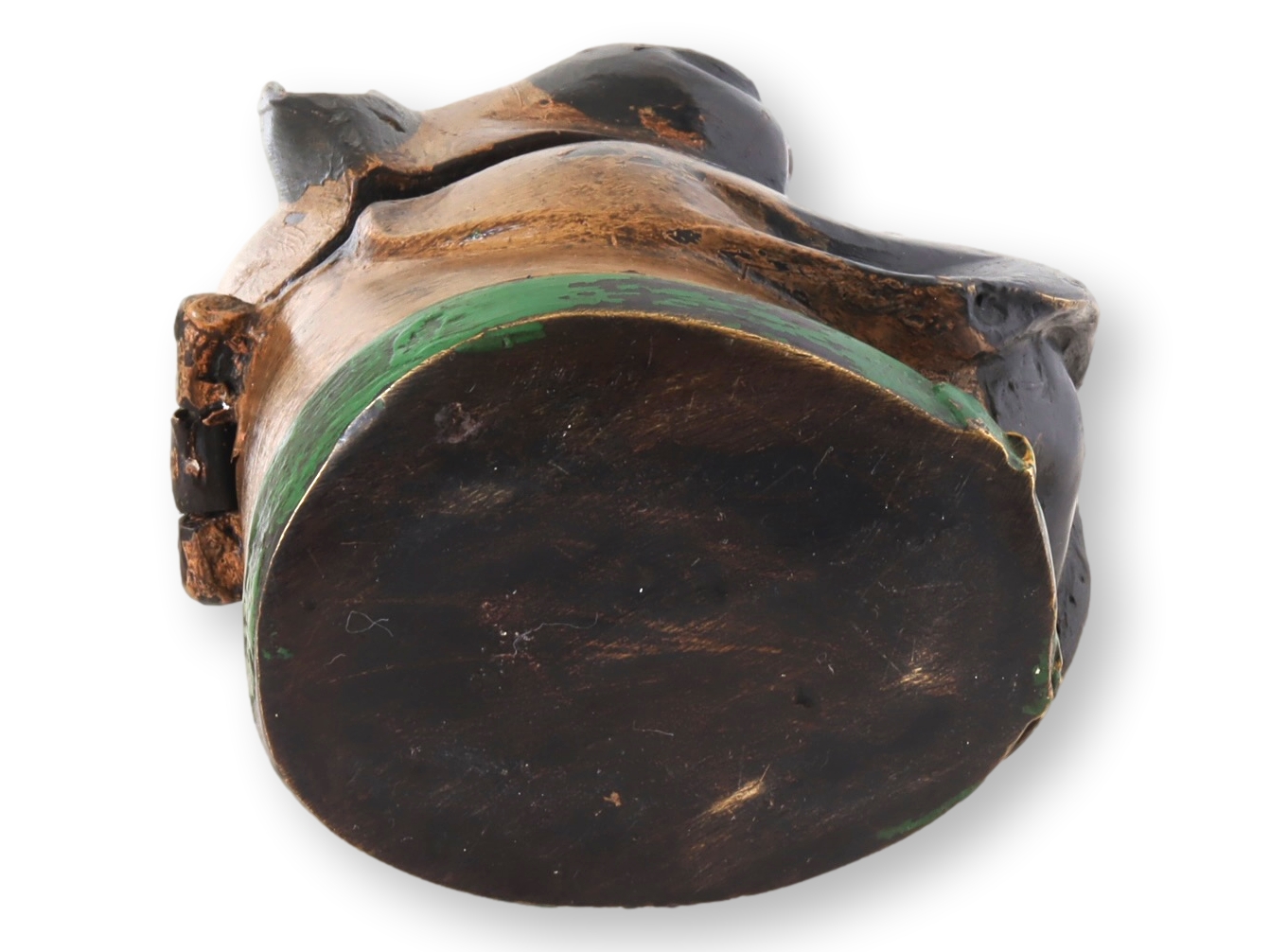 Antique Cold Painted Metal Pug Inkwell 2 Antique Cold Painted Metal Pug Inkwell