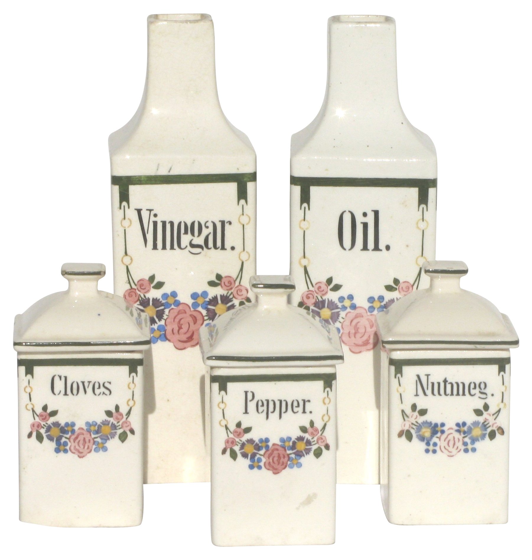 Faience Canisters & Cruets, S/5