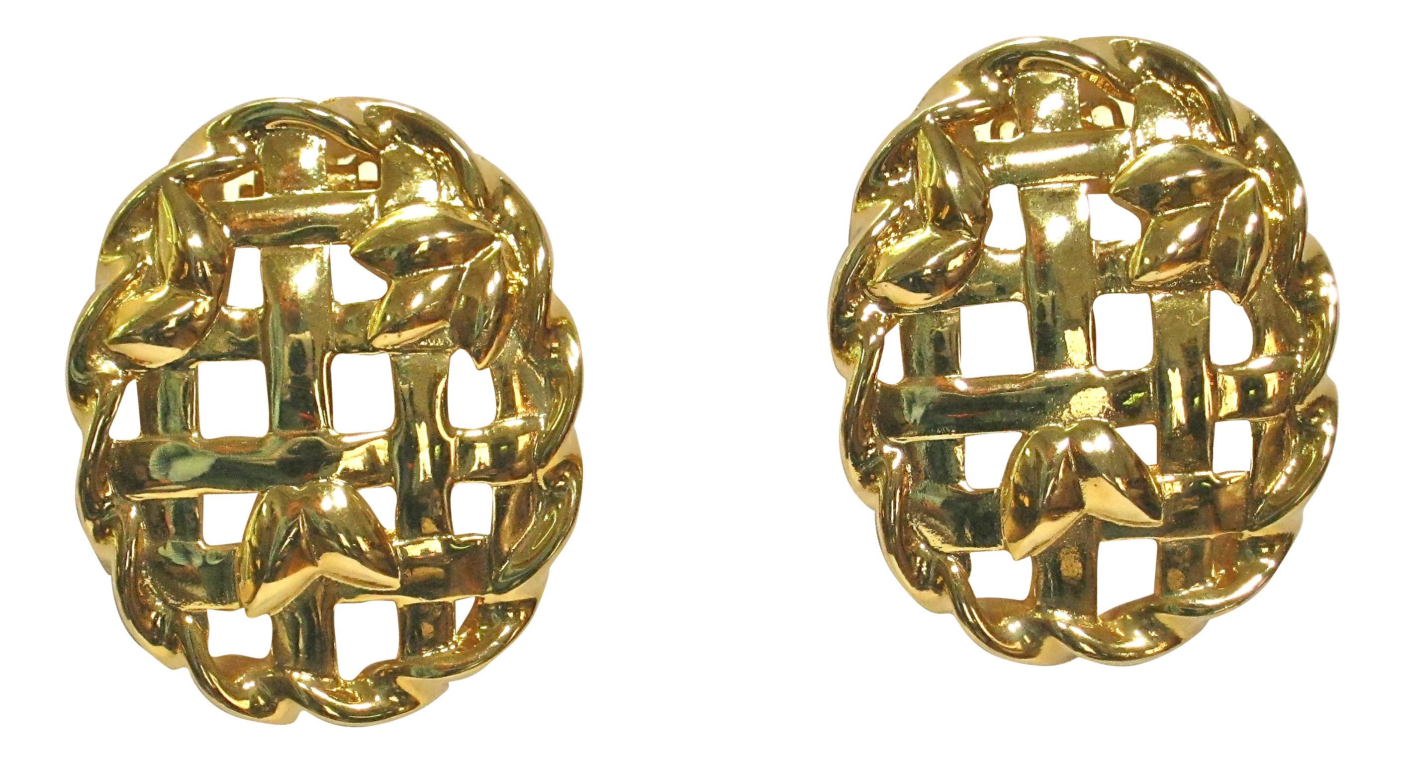 Givenchy Lattice Gold Plate Earrings 1 Givenchy Lattice Gold Plate Earrings