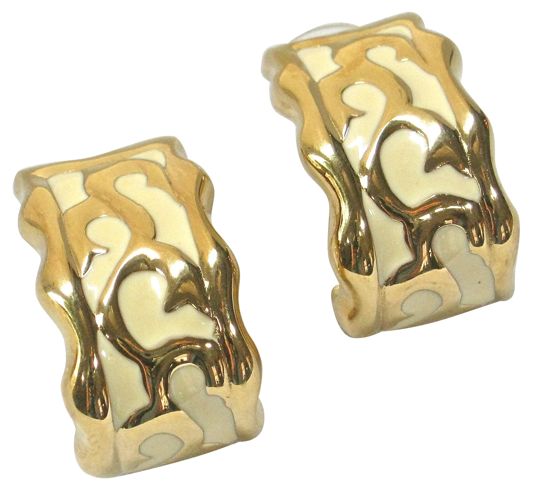 Givenchy Gold & Cream Enamel Earrings 1 Givenchy Gold & Cream Enamel Earrings