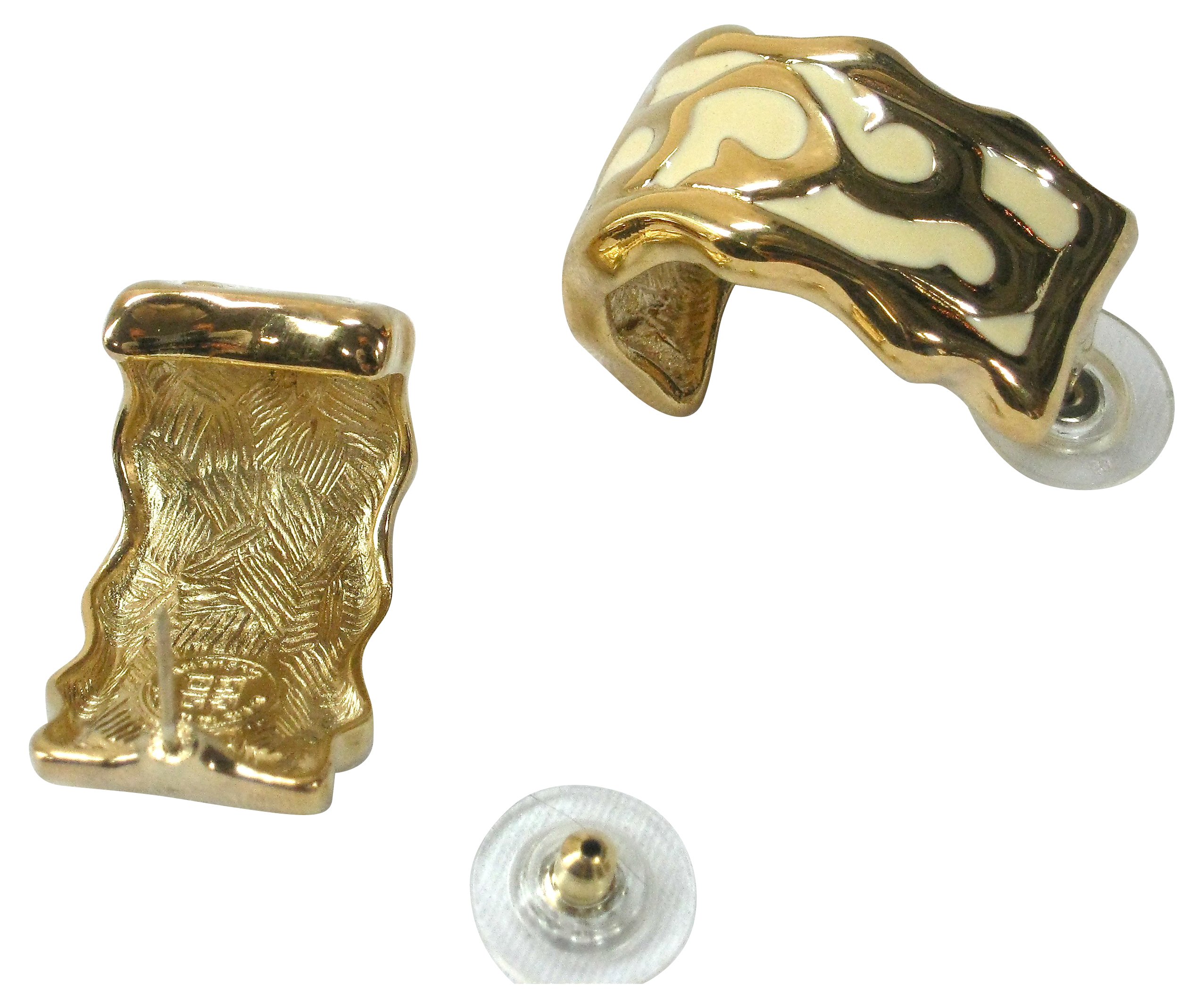 Givenchy Gold & Cream Enamel Earrings 2 Givenchy Gold & Cream Enamel Earrings