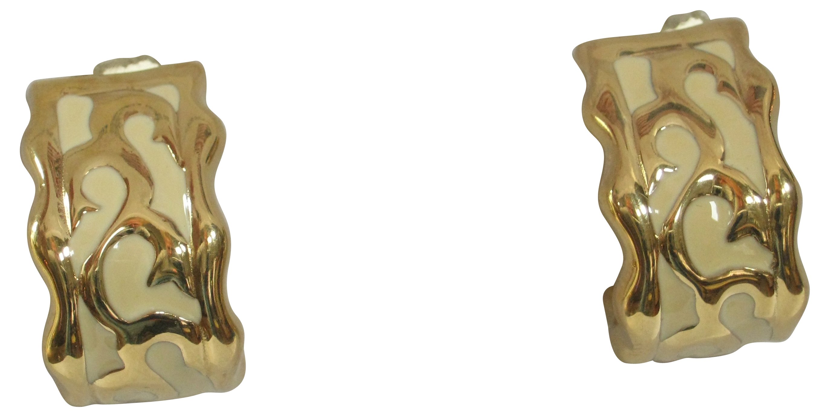 Givenchy Gold & Cream Enamel Earrings 3 Givenchy Gold & Cream Enamel Earrings