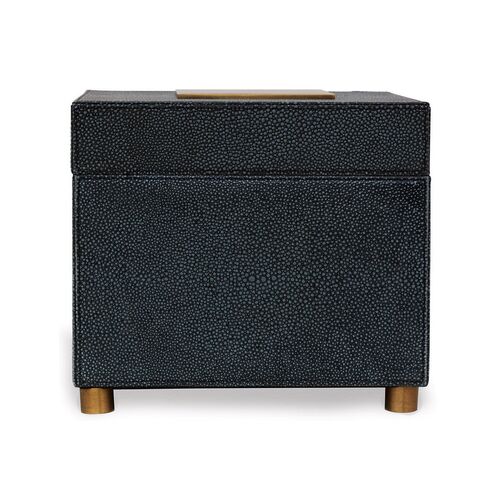 10" Cairo Faux-Shagreen Box, Gray/Brass