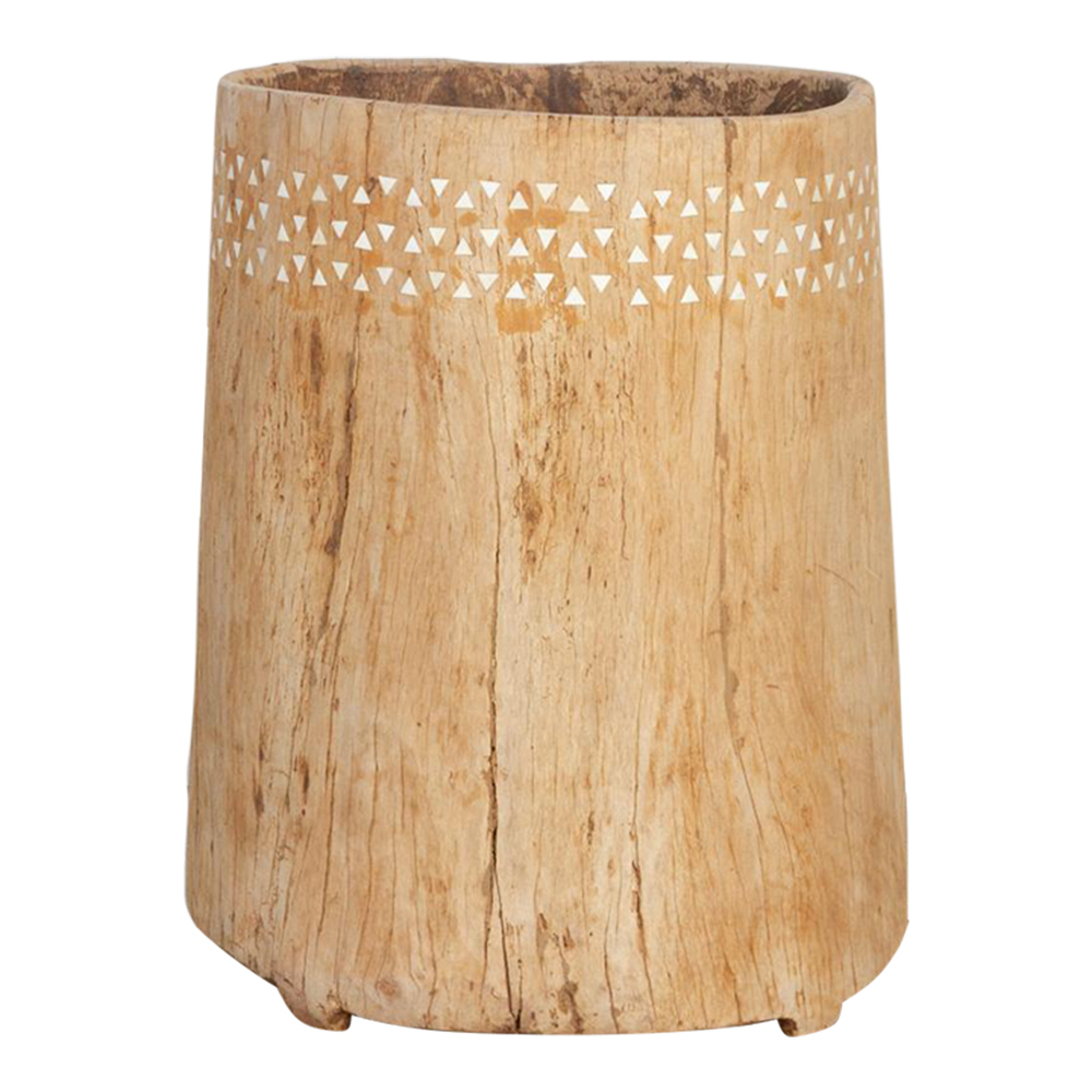 Oversize Bleached Wood Inlaid Planter