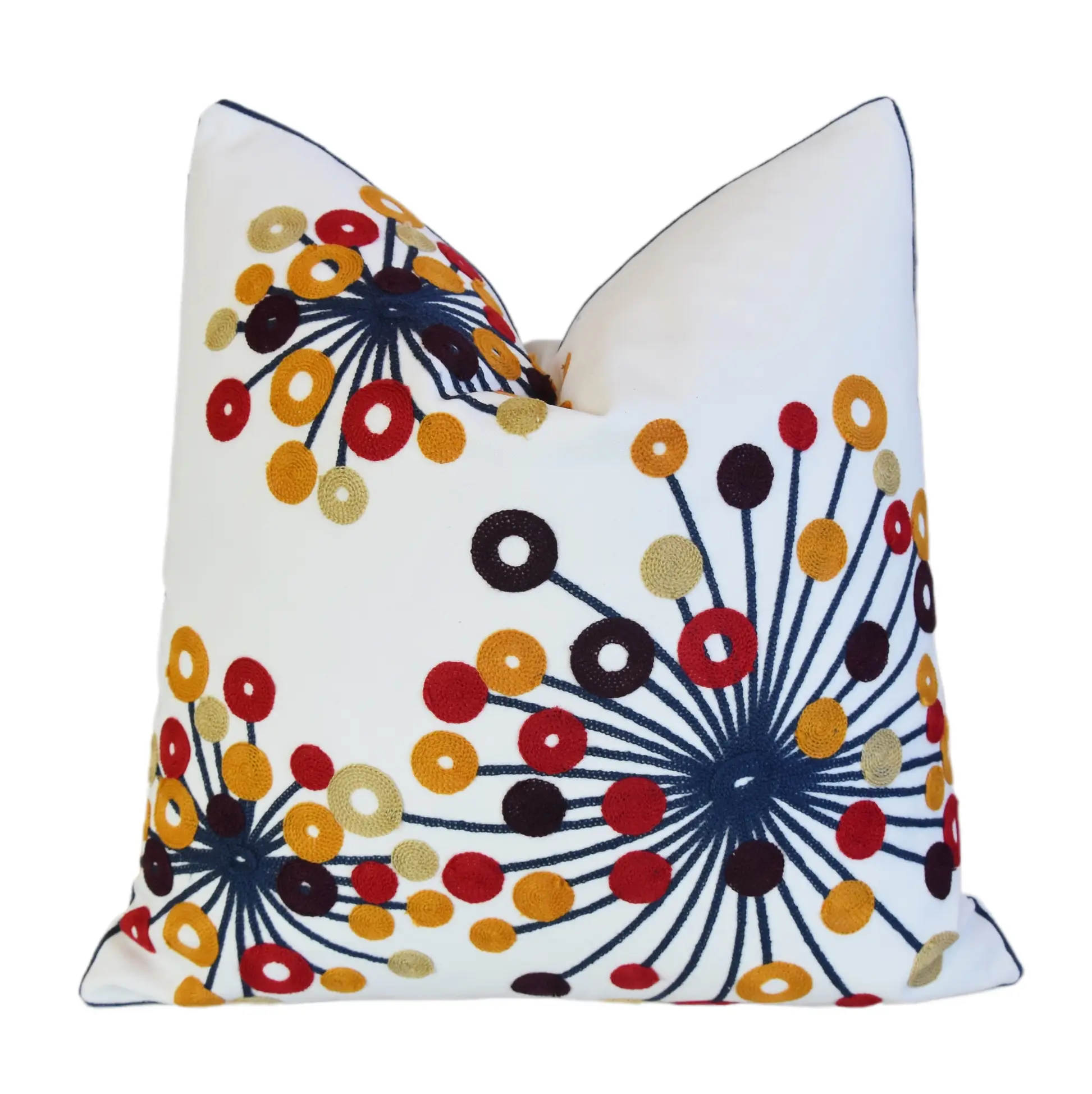 Abstract Woven Burst of Flowers Pillow