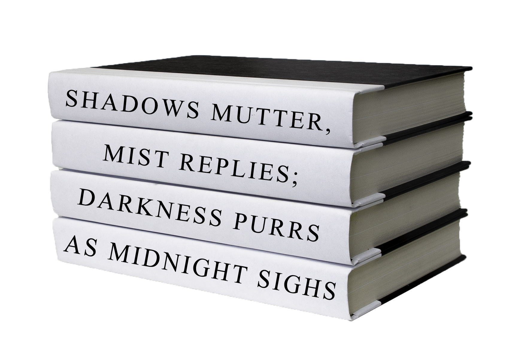 "Shadows Mutter" Decorative Quote Book Stack