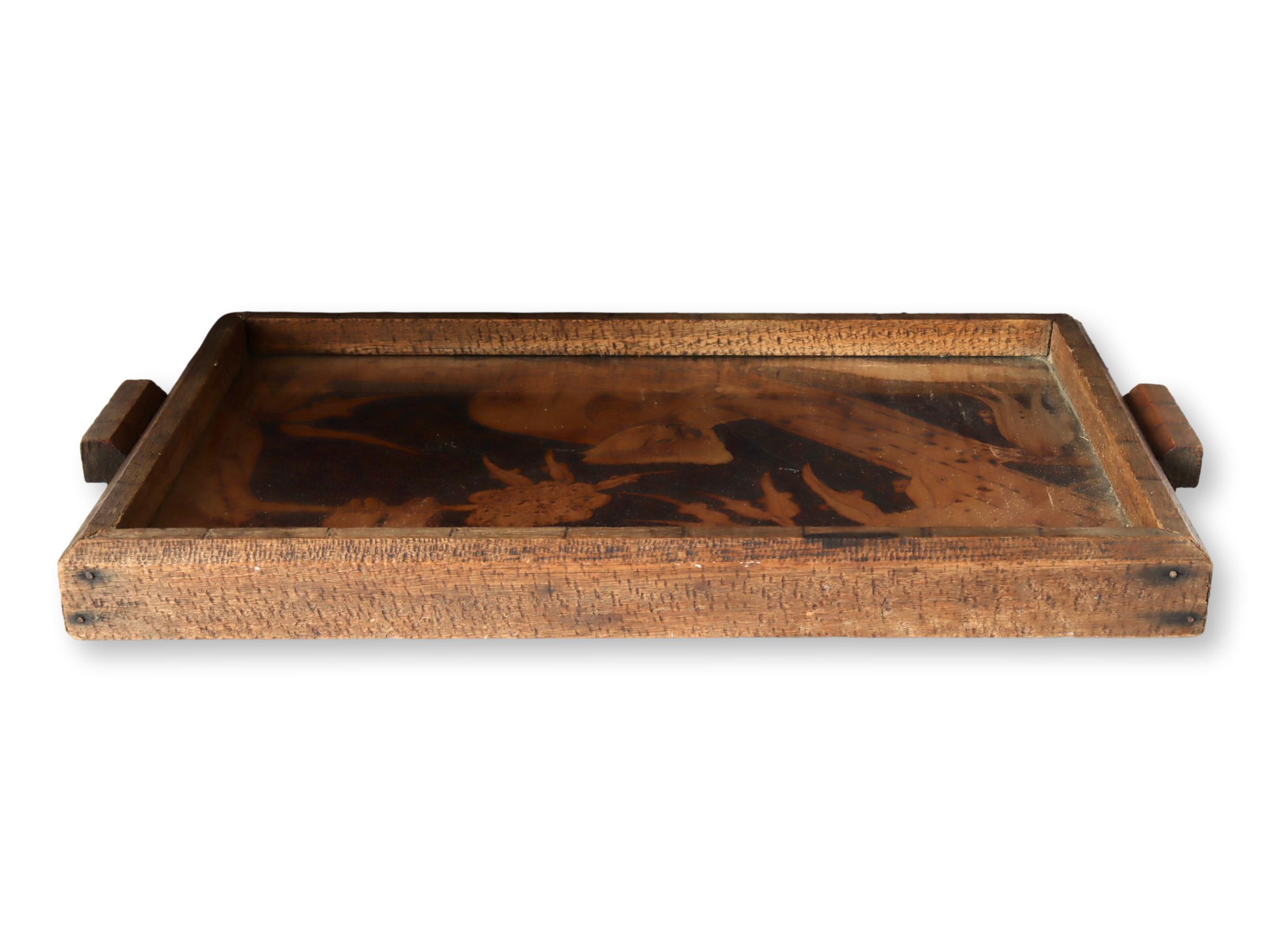 Midcentury Carved Serving Tray w/ Koala 2 Midcentury Carved Serving Tray w/ Koala