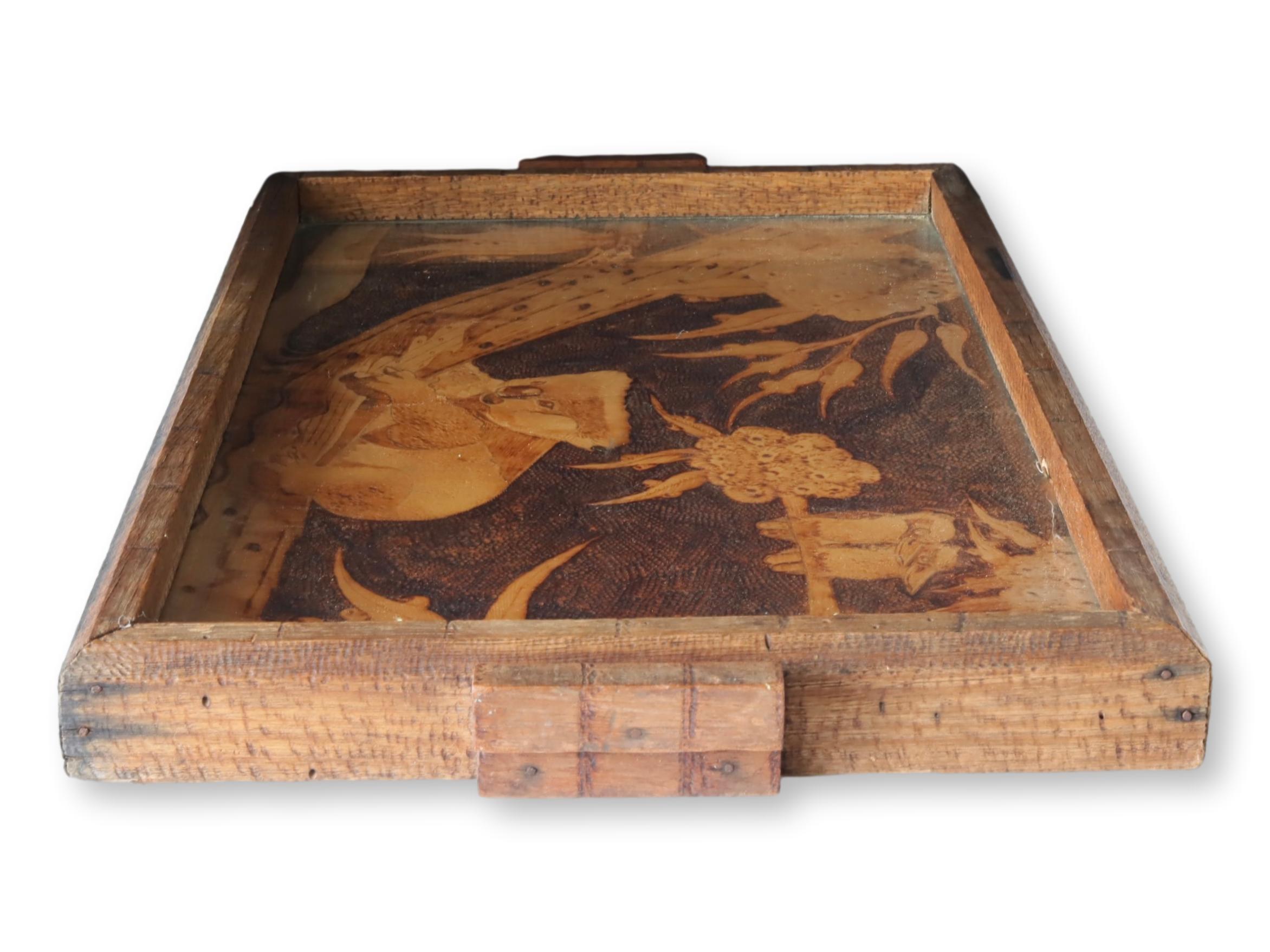 Midcentury Carved Serving Tray w/ Koala 3 Midcentury Carved Serving Tray w/ Koala