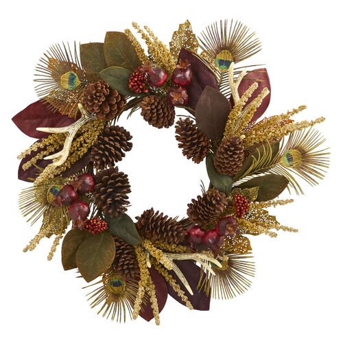 Faux 27in Magnolia Wreath 1 Faux 27in Magnolia Wreath