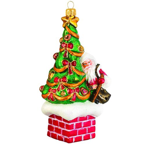 MB Glass St Nick Atop the Chimney Traditional Version 1 MB Glass St Nick Atop the Chimney Traditional Version