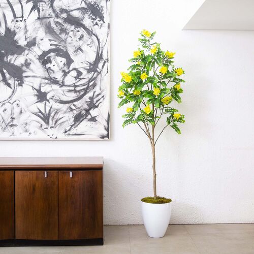 6ft. Artificial Flowering Citrus Tree with Real Touch Leaves 5 6ft. Artificial Flowering Citrus Tree with Real Touch Leaves