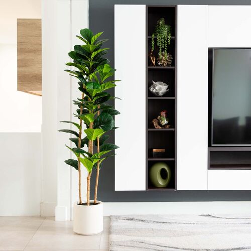 6ft. Artificial Fiddle Leaf Tree in Decorative White Planter 8 6ft. Artificial Fiddle Leaf Tree in Decorative White Planter