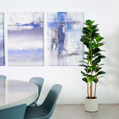 6ft. Artificial Fiddle Leaf Tree in Decorative White Planter 9 6ft. Artificial Fiddle Leaf Tree in Decorative White Planter