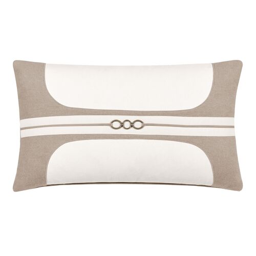 Harlen Ribbon Pillow, White/Brown Flannet 1 Harlen Ribbon Pillow, White/Brown Flannet