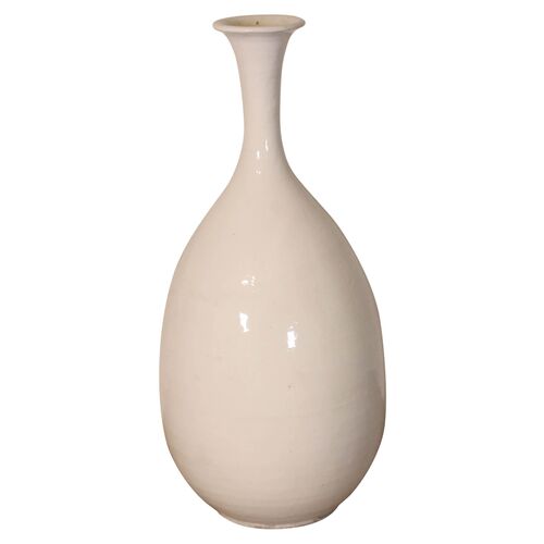 Pear-Shape Ceramic Vase, White