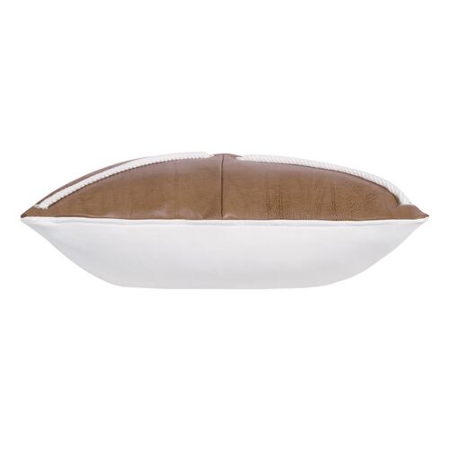 Wave Faux Leather Rope Pillow, Brown/White 3 Wave Faux Leather Rope Pillow, Brown/White