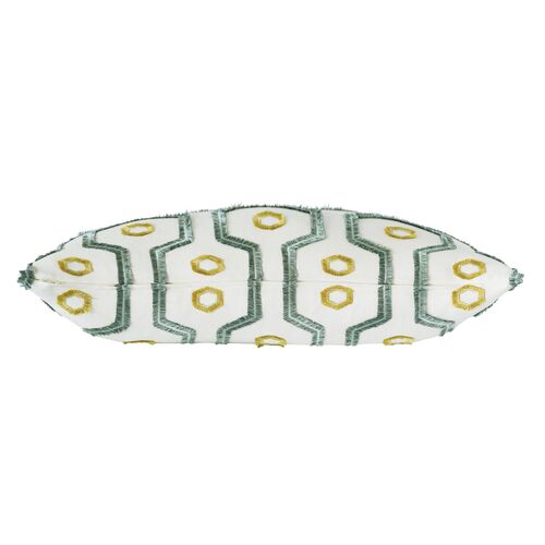 Calypso Emroidered Geometric Pillow, Spa/White 2 Calypso Emroidered Geometric Pillow, Spa/White