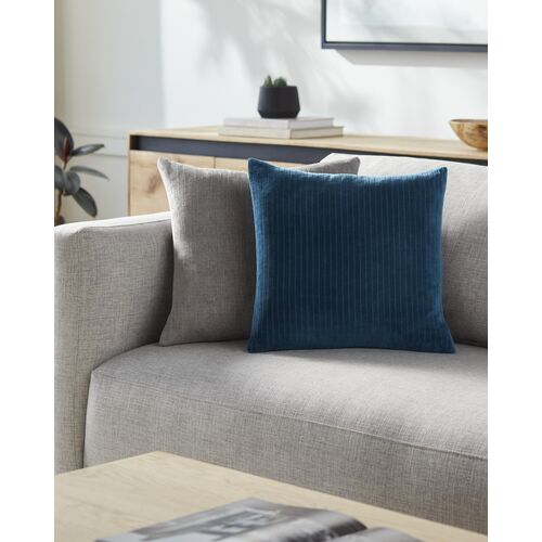 Edric Cotton Velvet Stripes Accent Pillow 2 Edric Cotton Velvet Stripes Accent Pillow