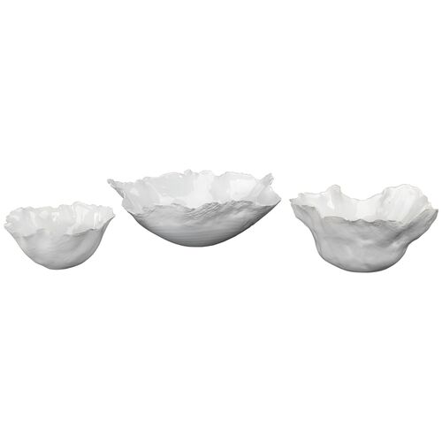 Asst. of 3 Fleur Bowls, White 1 Asst. of 3 Fleur Bowls, White