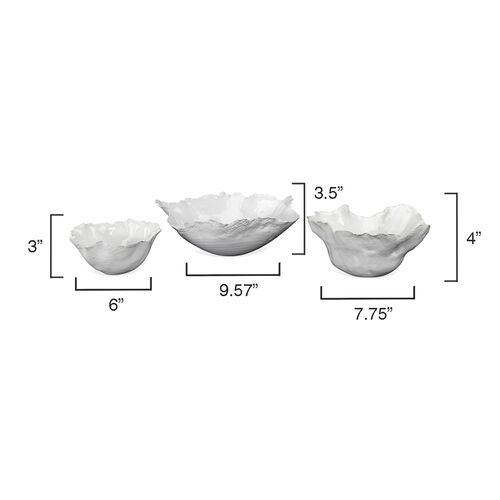 Asst. of 3 Fleur Bowls, White 5 Asst. of 3 Fleur Bowls, White