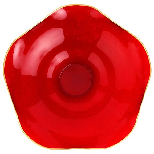 Holiday Glass Centerpiece, Red 2 Holiday Glass Centerpiece, Red