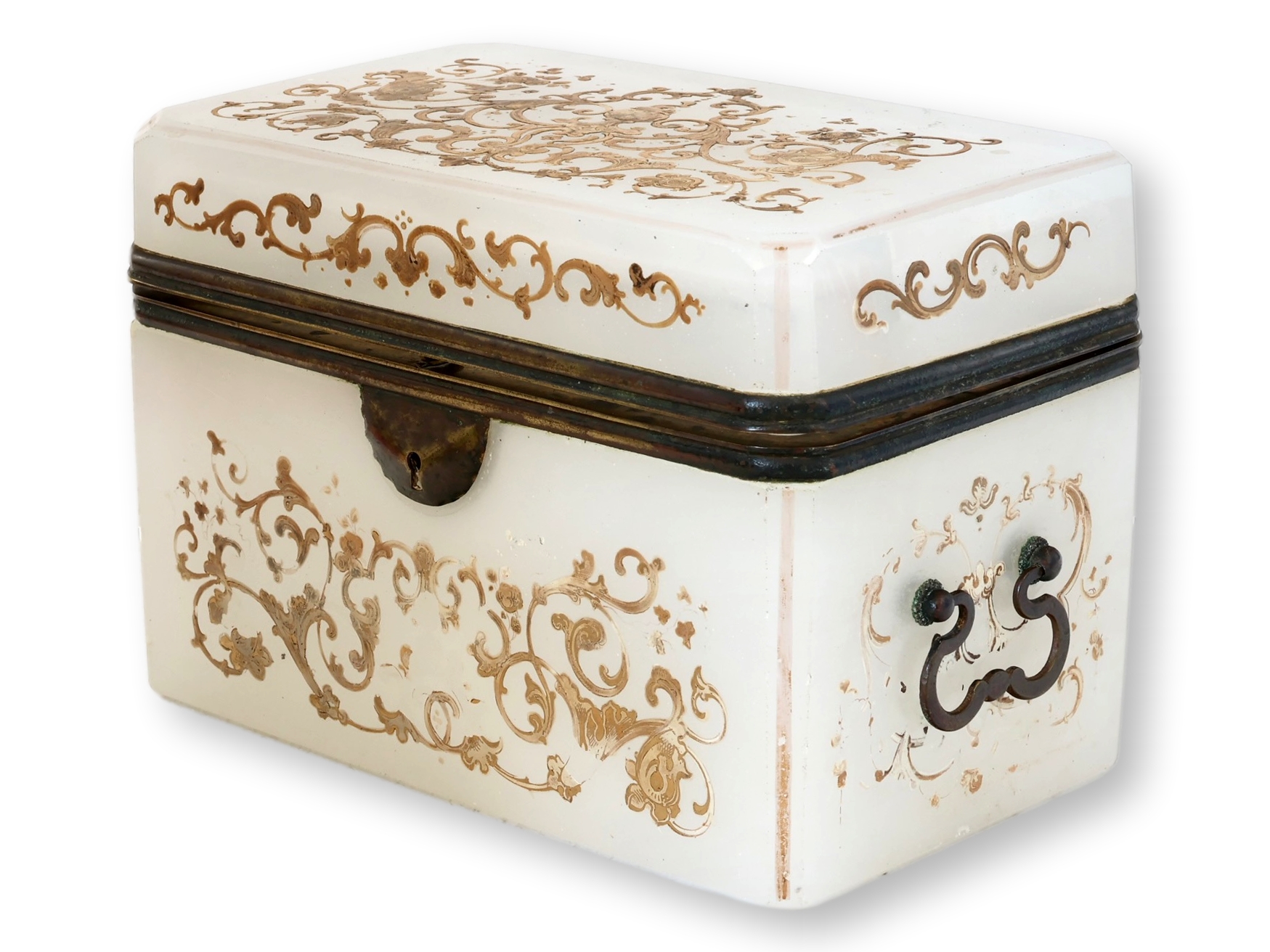 19th Century French Opaline Gilded Box 1 19th Century French Opaline Gilded Box