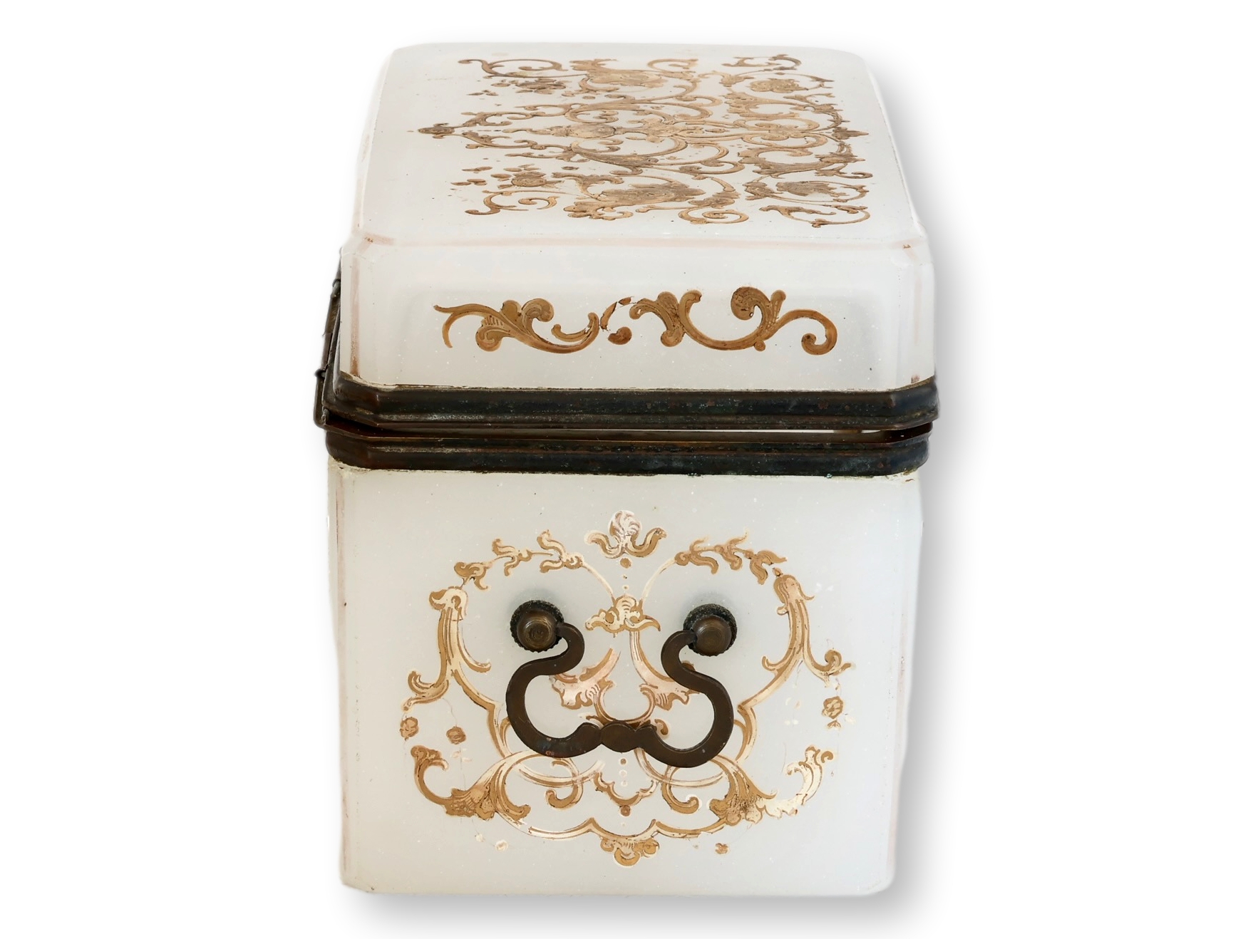 19th Century French Opaline Gilded Box 6 19th Century French Opaline Gilded Box