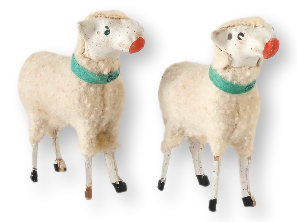 1940s German Wool Sheep, Pair 2 1940s German Wool Sheep, Pair